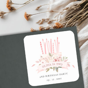 Sticker Carré Bougies à gâteau floral moelleux n'importe quel âg