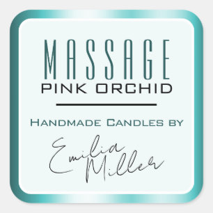 Sticker Carré Bougies en texte signature Aqua Blue Ombre de luxe