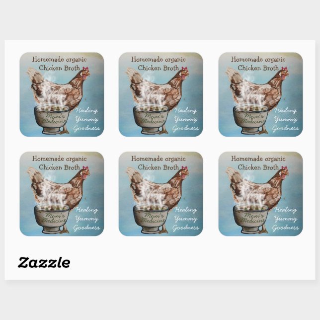 Sticker Carré bouillon de poulet fait maison (Feuille)