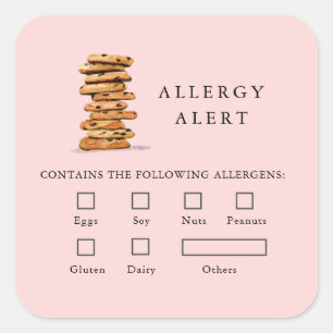 Sticker Carré Boulangerie Cookie Sécurité alimentaire Alerte all