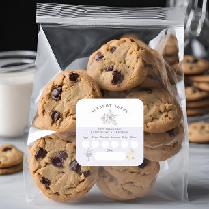 Sticker Carré Boulangerie de gâteaux Alerte aux allergies Ingréd