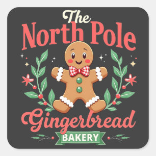 Sticker Carré Boulangerie de pain d'épices du pôle Nord Noël
