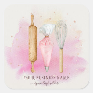 Sticker Carré Boulangerie Pâtisserie Chef boulanger Ustensiles r