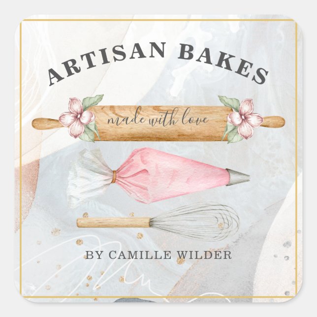 Sticker Carré boulangerie pâtisserie Chef boulangerie Outils Car (Devant)