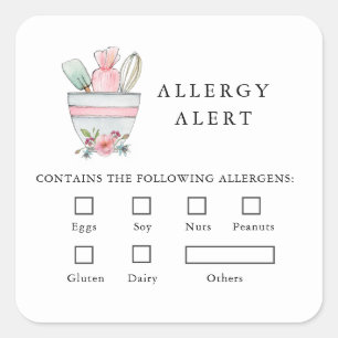 Sticker Carré Boulangerie Sécurité alimentaire Alerte allergie U
