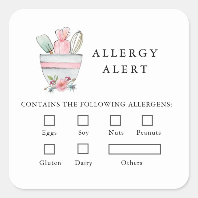 Sticker Carré Boulangerie Sécurité alimentaire Alerte allergie U (Devant)
