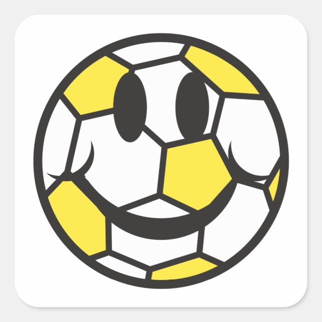 Sticker Carré boule de football jaune visage souriant (Devant)