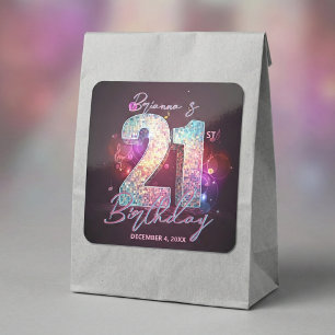 Sticker Carré Boule disco glamour Notes de musique Rose 21e anni