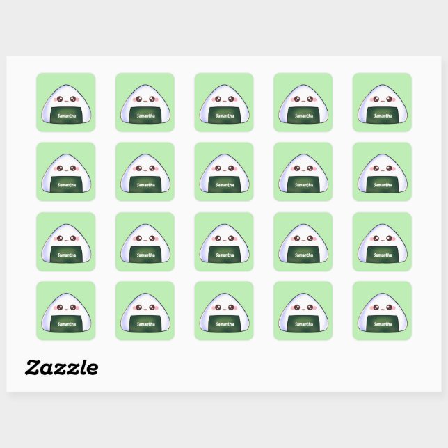Sticker Carré Boule japonaise de riz Onigiri (Feuille)