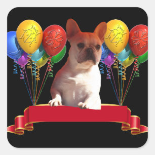 Sticker Carré Bouledogue français ballon French Bulldog