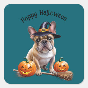 Sticker Carré Bouledogue français Halloween