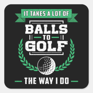 Sticker Carré Boules de Golf Joueur Golfing Sports Drôle