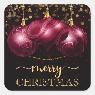 Sticker Carré Boules de Noël en Agate Bourguignonne Élégantes Jo
