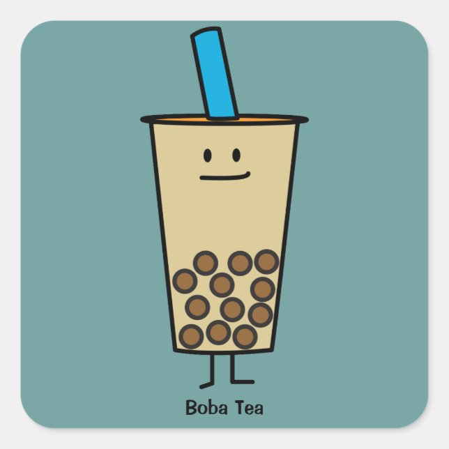 Sticker Carré Boules de tapioca de thé de lait de perle de Boba (Devant)