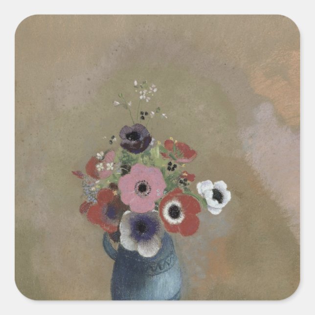 Sticker Carré Bouquet d'anémones (Devant)