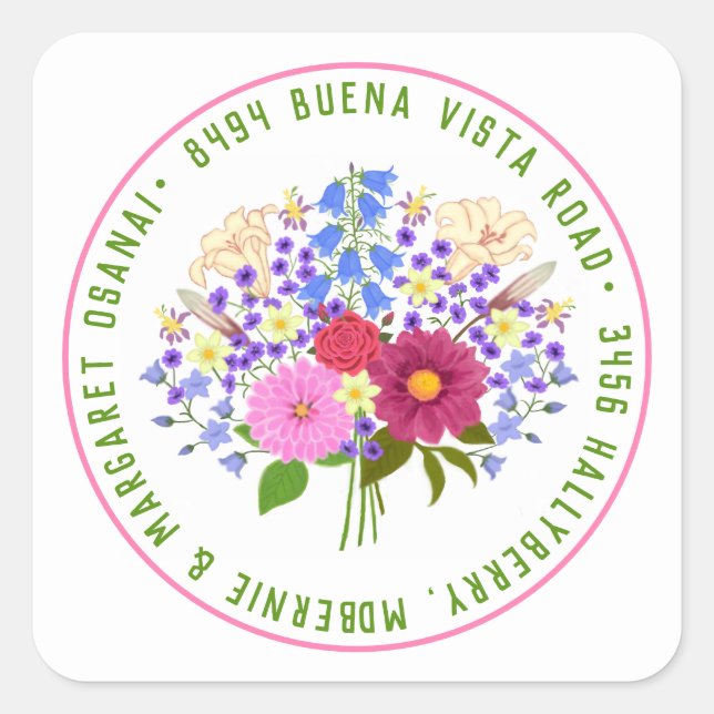 Sticker Carré Bouquet de fleurs (Devant)