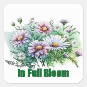 Sticker Carré Bouquet de fleurs aquarelle pastel minimaliste Per