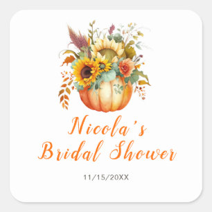 Sticker Carré Bouquet de fleurs de citrouille Shower de mariage
