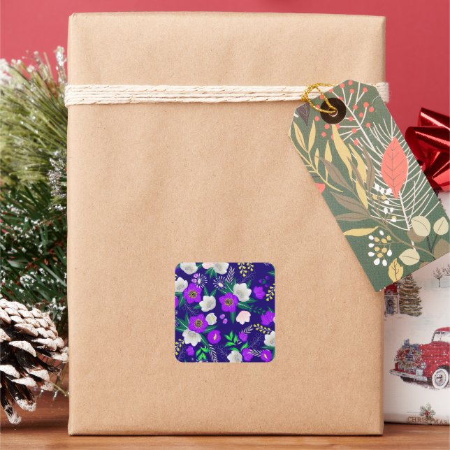 Sticker Carré Bouquet de fleurs de printemps rustique (vacances)