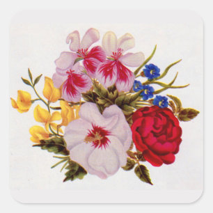 Sticker Carré Bouquet de fleurs du XVIIIe siècle