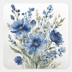 Sticker Carré Bouquet de fleurs Elégante aquarelle