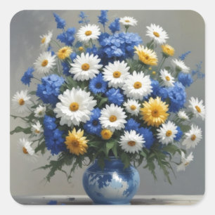 Sticker Carré Bouquet de fleurs Elégante aquarelle