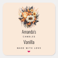 Bouquet de fleurs gris orange bouquet Bougie