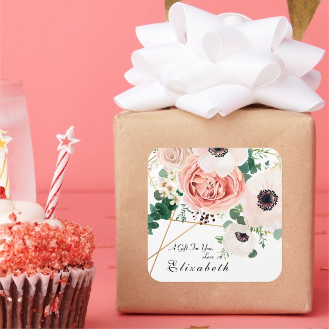 Sticker Carré Bouquet de fleurs personnalisé de jardin botanique (Fête)