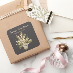 Sticker Carré Bouquet de muguet Shower de mariage 