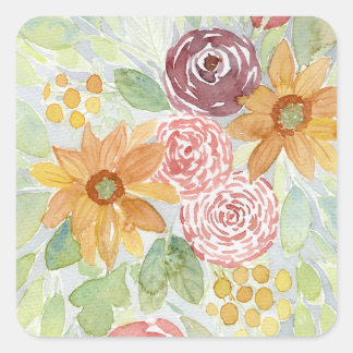 Sticker Carré Bouquet de tournesol d'automne