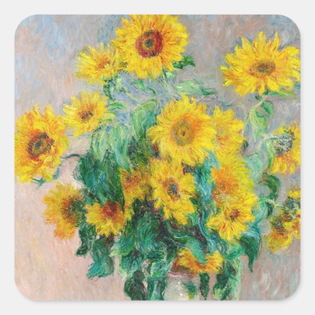 Sticker Carré Bouquet de tournesols Claude Monet (Devant)