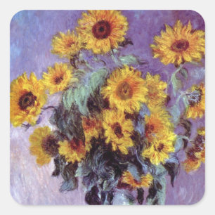Sticker Carré Bouquet de tournesols de Claude Monet, Art Vintage