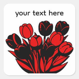 Sticker Carré Bouquet de tulipes rouges et noires