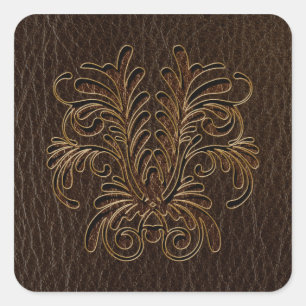 Sticker Carré Bouquet en cuir 1 foncé
