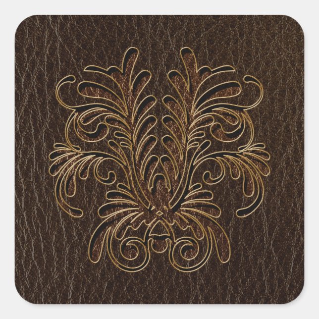 Sticker Carré Bouquet en cuir 1 foncé (Devant)