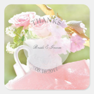 Sticker Carré Bouquet Fleur de Printemps frais modifiable mariag