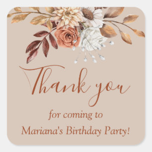 Sticker Carré Bouquet Floral d'Automne Anniversaire sur Favor Ta