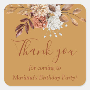 Sticker Carré Bouquet Floral d'Automne Anniversaire sur Favori O