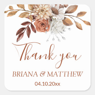Sticker Carré Bouquet Floral d'Automne sur Favori Blanc