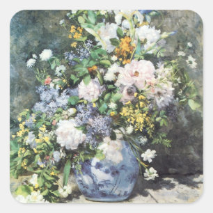 Sticker Carré Bouquet printanier de Pierre Renoir, Fleurs de sai