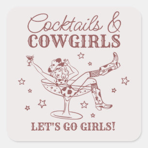 Sticker Carré Bourgogne Cocktails et Cowgirls Rodeo Enterrement 