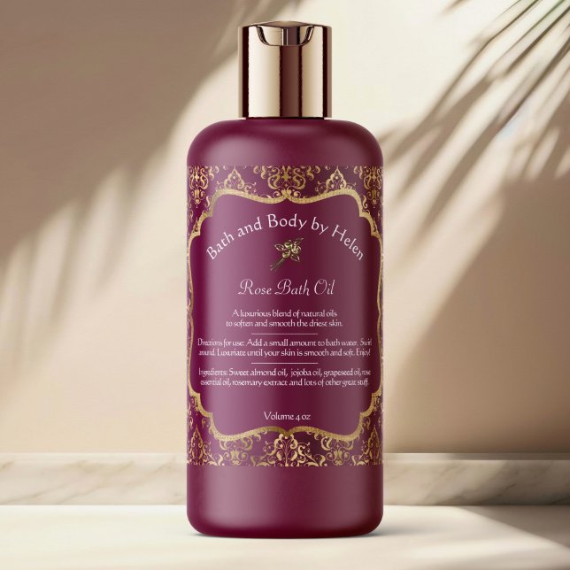 Sticker Carré Bourgogne damask & or foil savon & cosmétiques éti (Créateur téléchargé)