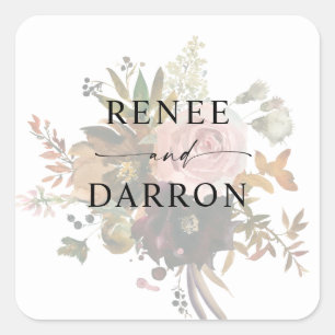 Sticker Carré Bourgogne et rose pâle