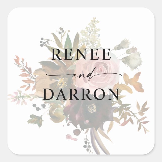 Sticker Carré Bourgogne et rose pâle (Devant)