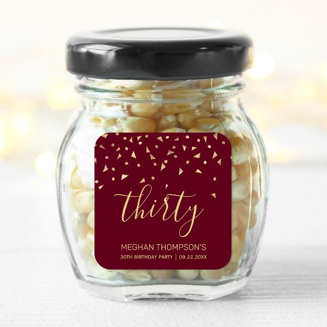 Sticker Carré Bourgogne Gold Confetti 30e anniversaire (Créateur téléchargé)