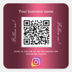 Sticker Carré Bourgogne nom d'entreprise qr code instagram