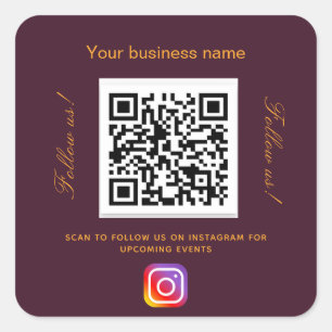 Sticker Carré Bourgogne nom d'entreprise qr code instagram