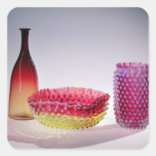 Sticker Carré Bouteille Amberina, New England Glass Company, 188