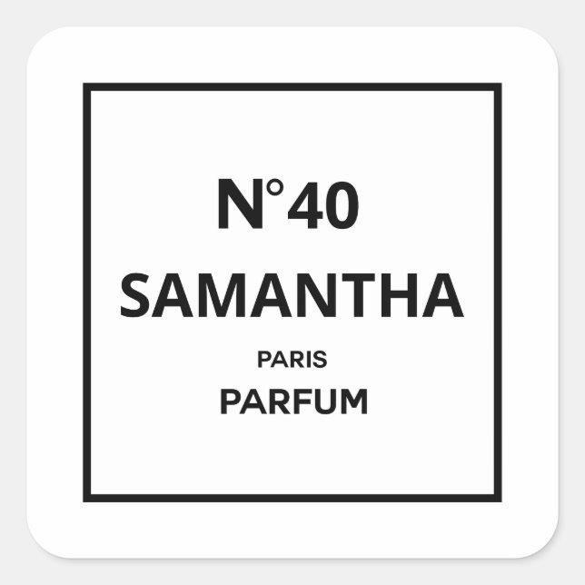 Sticker Carré Bouteille de parfum de créateur Anniversaire TOUTE (Devant)