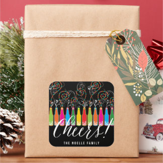 Sticker Carré Bouteilles de bulles colorées Moderne Cheers Fun N